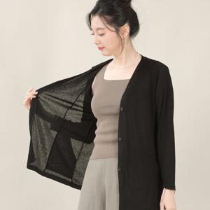 애비뉴투지 엄마옷 인견 쿨 단추 오픈 시스루 포켓 봄 여름 가디건 J05504