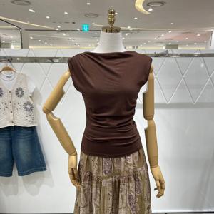 [밸리걸] 셔링 슬리브리스 티셔츠 607570