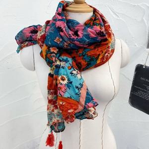 [애슬릿] 여성 호피 꽃 패턴 얇은 롱 스카프 머플러