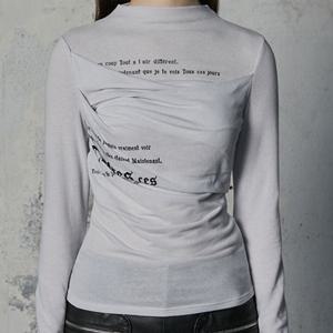 [에고이스트][HERITAGE] 레터링 프린트 포인트 셔링 하이넥 티셔츠 (EQ4CL162)