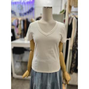 밸리걸 세이브존01 브이넥 무지 면스판 반팔 숏 티셔츠 911951