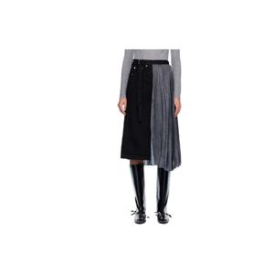사카이 스커트 블랙 랩 데님 미디 스커트 252445F092018