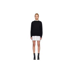25 FW 사카이 여성 화이트   블랙 포플린   코튼 니트 미니 드레스 252445F052015