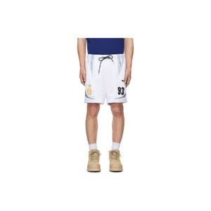 BAPE 반바지 화이트 멀티 로고 사커 쇼츠 242546M193003