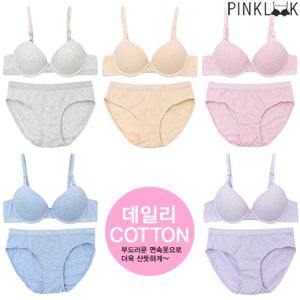 [핑크룩] 코튼 원더컬러풀 베이직 브라팬티2종셋트