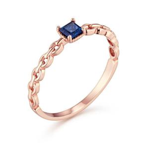 [D102패션] 14K 체인 블루 사파이어 반지