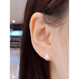 미니골드 14K 진주 펄 러브 귀걸이 EETS4178