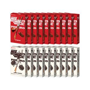 초코 빼빼로 46g 10개+화이트쿠키 빼빼로 37g 10개