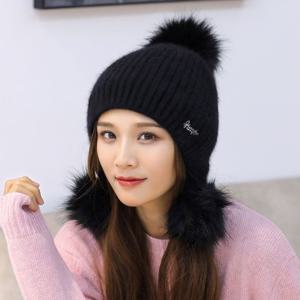 방한모자 윈디 앙고라 털모자 방한 블랙 여성 겨울