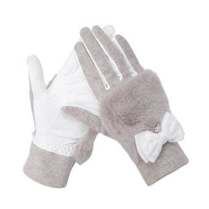 [마스터바니에디션] 여성 리본 퍼 블록 양손 장갑(421D4GV401)