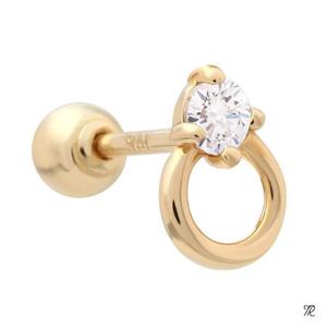 14K 골드 큐빅 링 쁘띠 금 피어싱