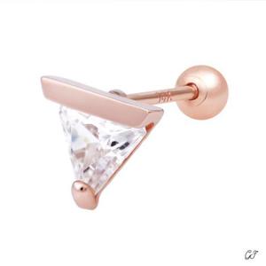 프리즘 14K 로즈골드 큐빅 금 피어싱