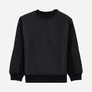 버버리 키즈 엠보 로고 퀼팅 코튼 맨투맨 8037457 BLACK