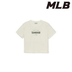 MLB (3FTSV0753-50CRS) 여성 바시티 빈티지 워싱 그래픽 크롭 반팔 티셔츠
