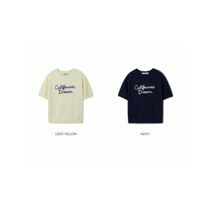 [후아유] 여성용 레터링 부클 반팔 니트 / Lettering Boucle Sweater WHKAF2421F