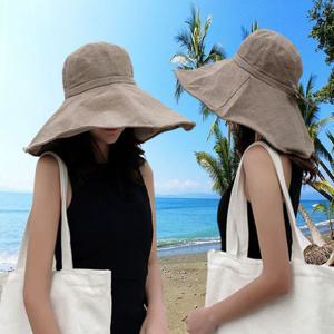 여성 린넨 챙모자 벙거지 버킷햇 보넷 해변 사파리 햇