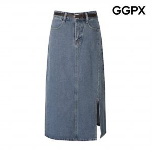 [GGPX] 사이드 트임 벨트 세트 데님 스커트 (GP8SK016F)