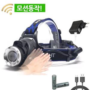 충전식헤드랜턴 일반모드 센서동작 LED 충전식 헤드랜턴 낚시 랜턴 L2