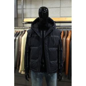 [빠니깔레]MARIO오리털 블랙워시드 오버핏후드다운베스트 m-qcjp59bk