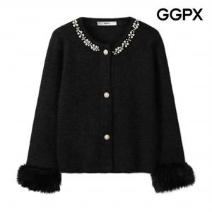 [GGPX] 소매 페이크 퍼 비즈넥 가디건 (GPAKG015F)