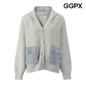 [GGPX] 데님 아웃 포켓 후드 니트 가디건 (GPAKG009F)