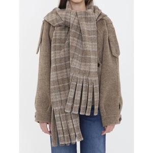 BURBERRY Wool blend jacket with scarf 8114465BISCUIT