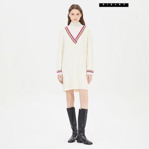 [시슬리] 배색 케이블 니트원피스 SAKO32361_IV