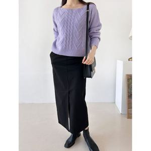 [샵앤]여성 FW 국내산 보트넥 데일리 꽈배기 니트 티셔츠 21DS-WKN-4031-오트밀