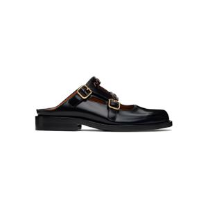 25 FW 마르니 여성 블랙 밤비 3 0 더블 버클 슬립온 로퍼 251379F121006
