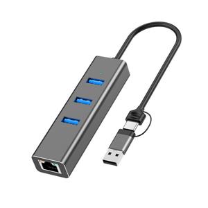 라디온 RUH-GL402CA Type-C USB-A 유선 랜포트 기가비트 랜카드+USB 3.0 3포트 멀티 허브