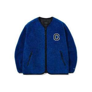 커버낫자켓 CQK CO2403JK21-RB C 로고 카라리스 쉐르파 자켓 로얄 블루