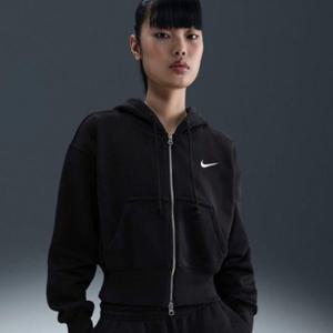 나이키후드집업 DQC HV2427-010 피닉스 플리스 루즈 풀집 크롭 후디 블랙