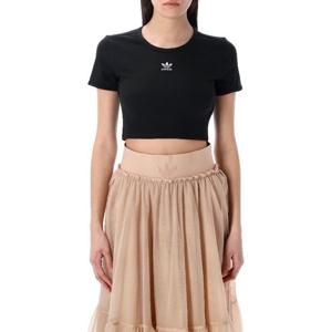 아디다스 로고 리브 크롭 티셔츠 25PIY9664 BLACK