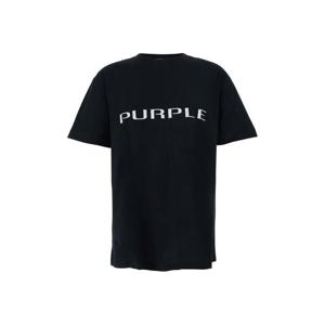 PURPLE BRAND Black Crewneck T Shirt with Logo Lettering on the Front in Cotton Man P104JWBB324