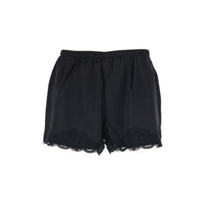 GOLD HAWK Black Shorts with Elastic Waist and Lace Details in Silk Woman GH153C26