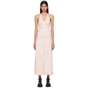 25 FW 가니 여성 핑크 체크 미디 드레스 231144F054022