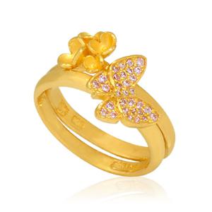 여자 순금 쌍가락지 반지 7.5g 24K [핑크 나비]