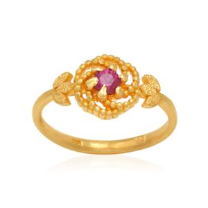 여자 순금 반지 7.5g [큐빅 도트장미]