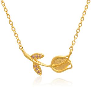 여자 순금 목걸이 3.75g [장미 큐빅]