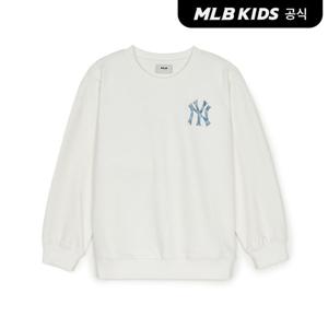 [택가69,000원][MLB키즈]모노그램 데님아트웍 빅로고 맨투맨 NY (Ivory)7AMTM0451-50IVS
