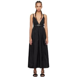 25 FW 가니 여성 블랙 나일론 뒤셰스 스트랩 맥시 드레스 251144F055007