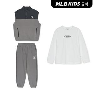 [택가149,000원][MLB키즈 공식] 25SS 베이직 아웃도어 와플 베스트 긴팔 3 세트 NY (Grey) 7AS1B0351-50GRS
