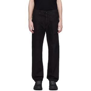25 FW 스톤아일랜드 남성 블랙 브러쉬드 오가닉 코튼 캔버스 올드 디자인 슬랙스 251828M191002