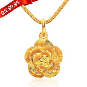 여자 순금 목걸이 11.25g 24K [한송이 장미]