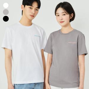 [게스(진)]남여공용 유니 레귤러핏 왼가 일자로고 반팔티 NP2K8401