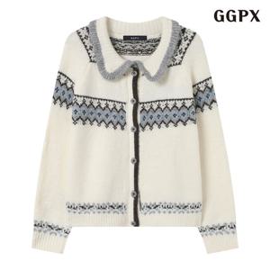 GGPX 프릴 카라 패턴 버튼업 니트 가디건 (GPDCK010D)
