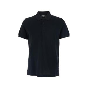 FENDI Black Polo Shirt with Logo Patch on the Front in Cotton Pique Man FY0985AAONF0QA1