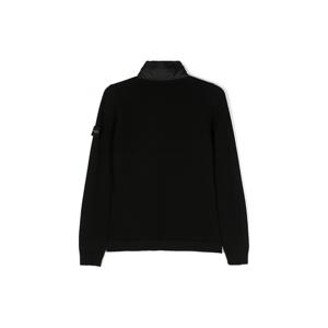 스톤아일랜드  23FW 스톤 키즈 와펜 패치 하이넥 니트 집업 자켓(블랙) 7916513Z1 V0029
