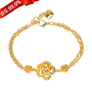 여자 순금 팔찌 18.75g 24K [러브 장미]