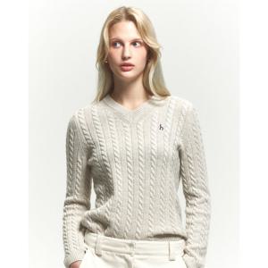 헤지스 여성 24FW 스테디셀러아이보리 케이블 울 니트 WSSW4DC87IV
